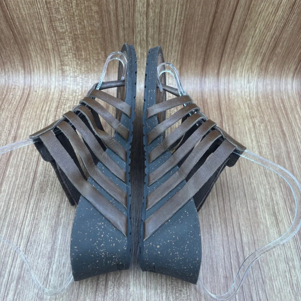 Teva Cabrillo Wedge‎ Sandals Brown Womens 8 Leather Strappy Gladiator Thong